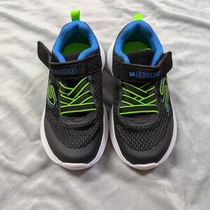 Skechers Kids' Black and Green Sneakers